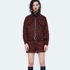 Zara Jacquard Leopard Print Belted Jacket